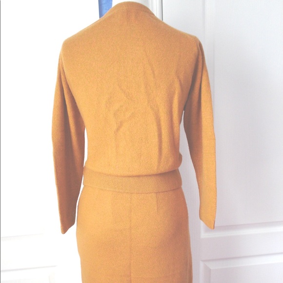 Vintage Orange Ballantyne Scotland 100% Cashmere Sweater+Pencil Skirt Suit Set - Picture 5 of 13